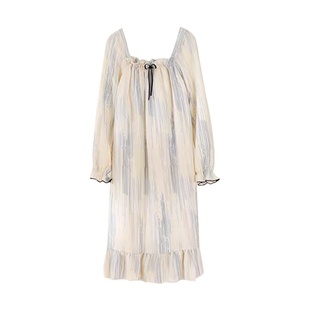 长袖睡裙女春秋季带胸垫纯棉可外穿防凸点棉纱睡衣女学生2026新款