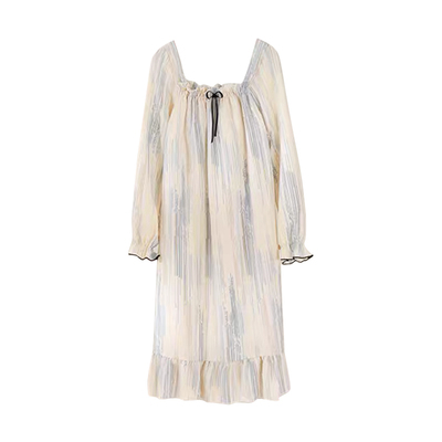 纯棉带胸垫长袖睡裙2026年新款