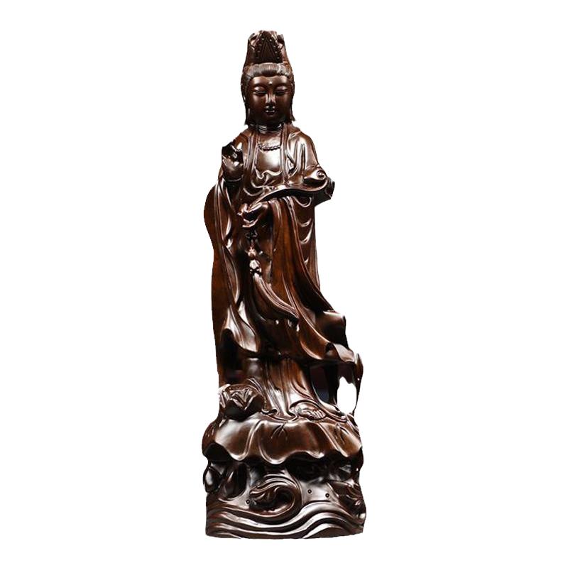 如意观音菩萨实木雕刻摆件