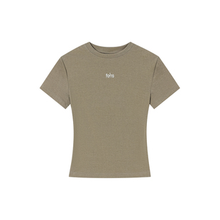 FORNINES莱赛尔混纺正肩修身短袖T恤女显瘦短款上衣通勤打底衫夏