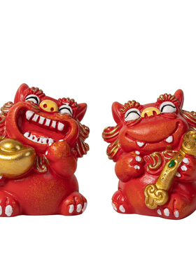 国潮可爱小狮子茶宠摆件生日礼物