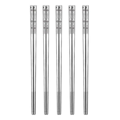 筷子不锈钢锅316食品级家用高档抗菌防霉防滑家庭装10双套装筷