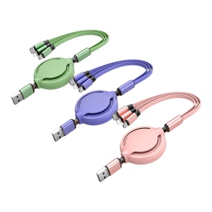 LZL数码伸缩数据线三合一便捷快充定制logo一拖三充电线适用苹果华为马卡龙企业礼品定做typeC接口开门红礼物