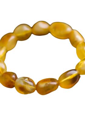 蜜蜡男女款随形单圈蓝珀佛珠手链