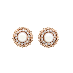 古董线《马德里王宫》HW奶油金马贝珠耳饰满镶新年华丽宫廷风耳夹