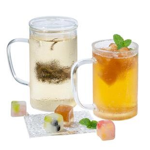 雅集茶水分离杯带把手高硼硅玻璃杯红茶杯办公家用喝水玻璃泡茶杯