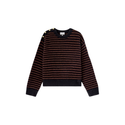 【秋冬新品】GANNI女装 条纹宽松打底内搭针织衫毛衣A107011400B