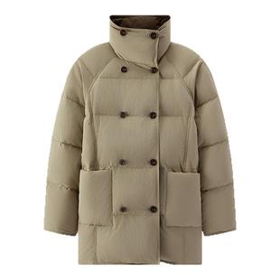 森马羽绒服女冬中长款oversize插肩袖80绒子2025新款优雅复古风衣