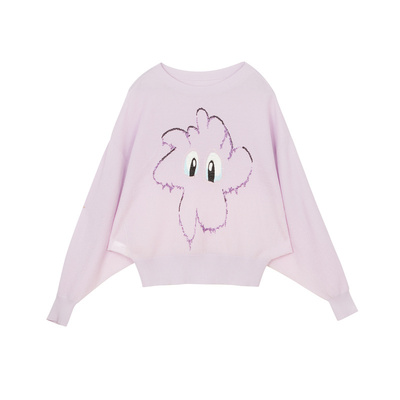 MIIDII谜底2022春秋趣味图案珠片绣花圆领套头针织衫女221MZ0380