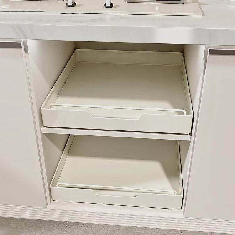 多功能储物家用碗碟收纳架拉篮厨房橱柜抽屉式碗盘篮下水槽置物架