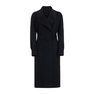 朗姿/MOJO AVENUE莫佐2025冬新款极简羊毛大衣女士智感灰翻领收腰