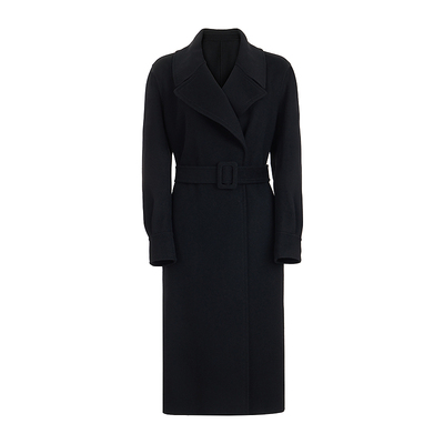 朗姿/MOJO AVENUE莫佐2025冬新款极简羊毛大衣女士智感灰翻领收腰