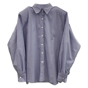 2026春季新款韩系复古蓝色格子翻领宽松衬衫外套短款字母背心套装