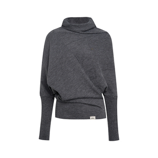 沈月同款Liilou 慵懒松弛 斗篷式剪裁 解构分割线高领蝙蝠袖毛衣