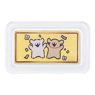 潮宏基线条小狗足金金币黄金摆件投资金手机贴正版情人节礼物