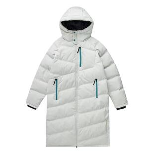 李宁黑色长款羽绒服男女款品牌正品冬季鸭绒过膝连帽防寒保暖外套