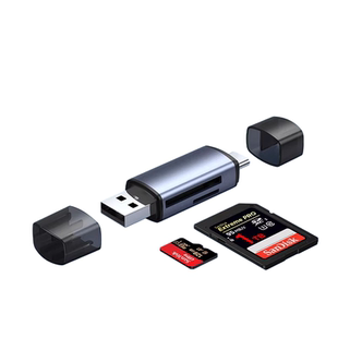 USB3.0读卡器Type-C相机手机电脑TF内存卡电脑相机SD卡安卓OTG转接器多功能type-c二合一高速读卡器渲涯