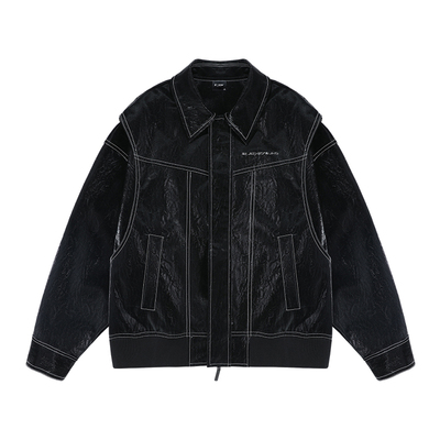 BJHG工装皮衣外套拼接夹克