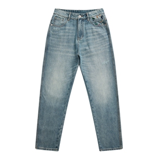 男士冬季水洗刺绣牛仔裤男直筒2026新款裤子男款潮流百搭美式长裤