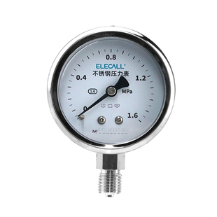 伊莱科全不锈钢压力表Y-60BF防锈防腐石油水液气酸体化工冶金电站