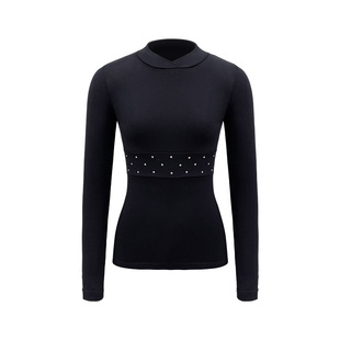 花样滑冰专业训练服秋冬加厚保暖滑冰套头T恤加绒腰钻加弹女童