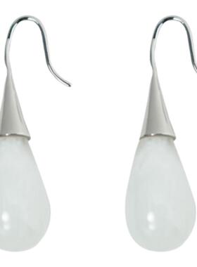 DINN DINN DESIGN简系列白色树脂水滴耳环女高级感轻奢时尚个性