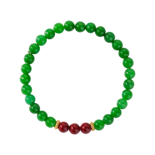 天然翡翠手串女帝王绿干青佛珠念珠小米珠朱砂玉石手链送妈妈礼物