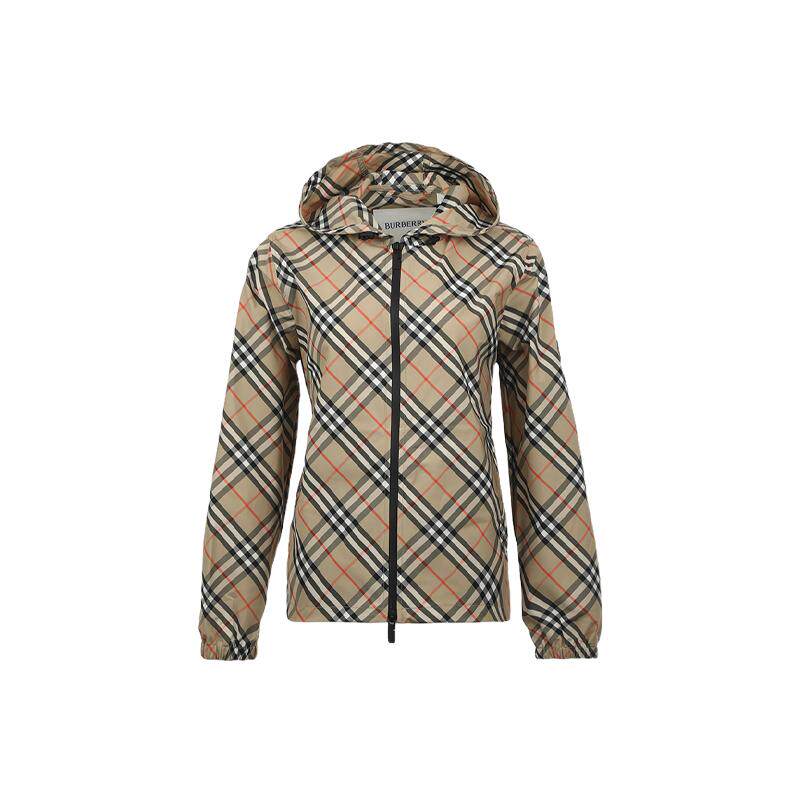 【自营】BURBERRY/博柏利新款格纹宽松休闲女士薄款夹克外套女装