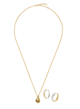 【组合】Savi x Missoma水波纹水滴吊坠项链金银双生耳饰首饰套组