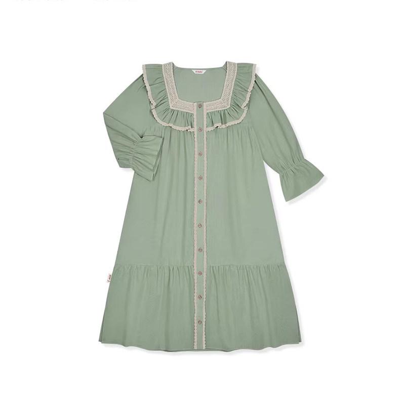 Ullala法式纯棉家居服睡裙春夏薄