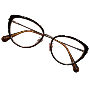 感光变色猫眼近视眼镜女显白气质可配高度数防紫外线防蓝光眼睛框