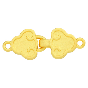 999足金黄金定制古法素金实心双面如意祥云平安简约对排手链扣头