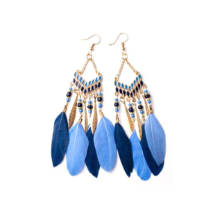 民族风超仙羽毛耳环无耳洞波西米亚风长款高级感新中式耳饰耳夹女