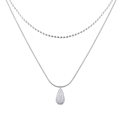 新款水滴波光双层项链