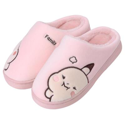 卡通冬季厚底保暖毛毛绒家居拖鞋