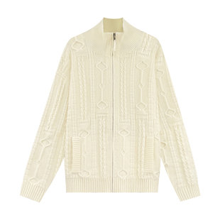 NILICO陈媚【绵云慕斯】天丝羊毛极简老钱风立体锁链绞花开衫外套