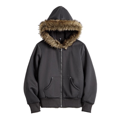 加绒加厚连帽毛领卫衣可单穿打底