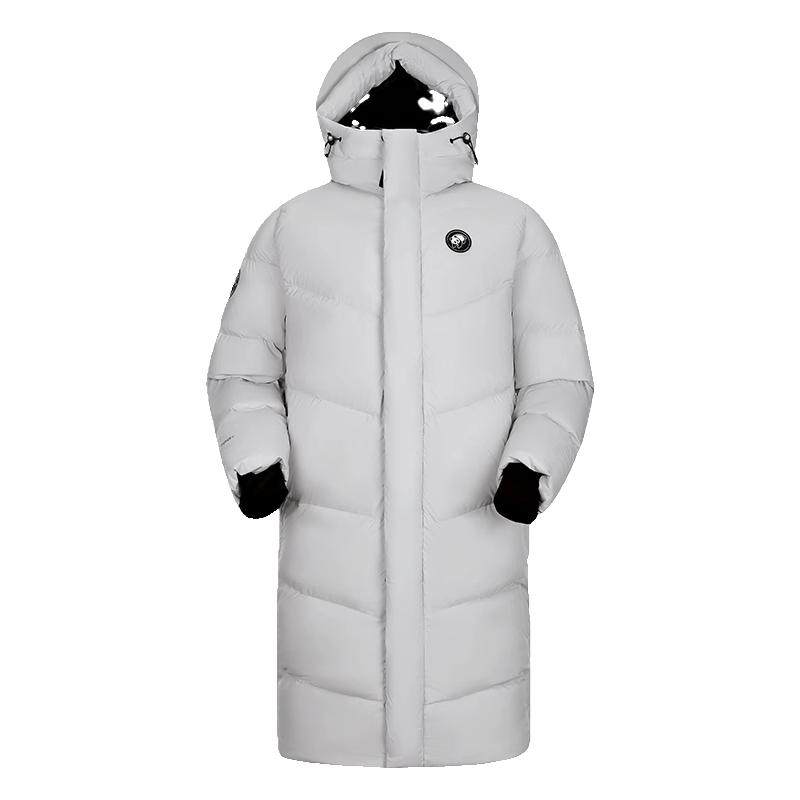 熊猫户外长款连帽鸭绒羽绒服冬季新款长款过膝加厚外套男女