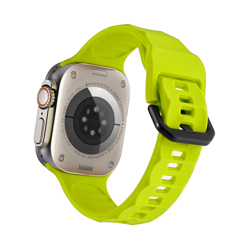 CLOUDHIS夏季新款荧光绿波浪运动硅胶iwatch手表带适用苹果applewatch柔软腕带ultra男女高级感se透气小众潮