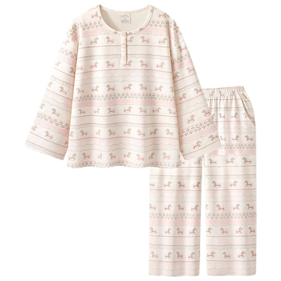 睡衣女款秋春费尔岛莫代尔棉套装