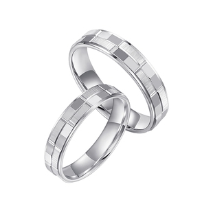TSL谢瑞麟铂金对戒情侣结婚对戒车花工艺格子指环男女BF532-BF533