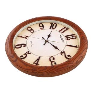 金钟宝椭圆形挂钟欧式客厅实木大号静音挂钟中式复古创意石英钟表