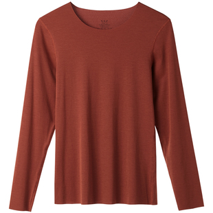 打底衣秋衣女无痕莫代尔保暖内衣紧身圆领肌底衣白色长袖上衣秋冬