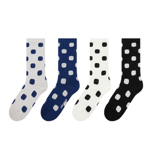 上森新年不配对波点袜中筒袜女秋冬款堆堆袜长袜子百搭棉袜ab红色