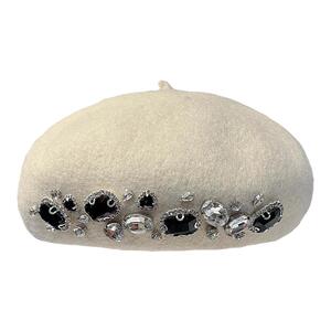 高级羊毛画家帽子女明星同款时尚水钻贝雷帽韩版优雅显脸小蓓蕾帽