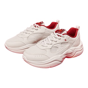 特步星尘休闲鞋男鞋2026春季轻便百搭厚底增高女鞋网面透气运动鞋