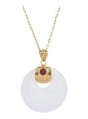 小红书网红同款中国风古法镀金配饰镶嵌平安扣仿和田玉复古项链女