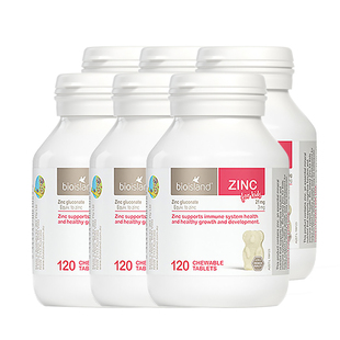 bio island佰澳朗德婴幼儿童咀嚼片1岁牛奶锌片宝宝补锌120粒*6瓶