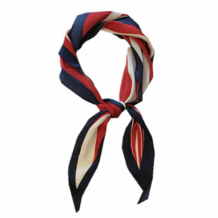 韩国菱形丝巾系脖小长条红色条纹洋气领巾工作装职业装饰围巾女士