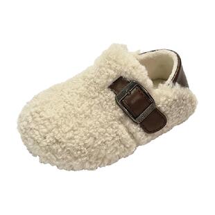 Ginuorat奇诺鼠2024冬季女童羊羔毛棉鞋男童休闲鞋小童保暖学步鞋